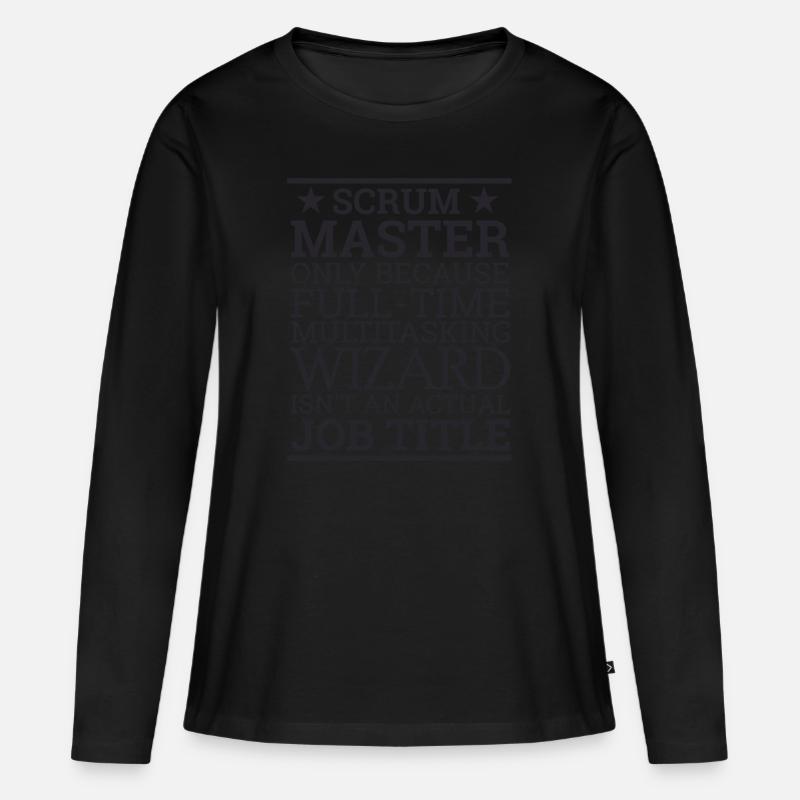 "Scrum Wizard" | "Scrum Master" - Frauen Premium Bio Langarmshirt - Schwarz