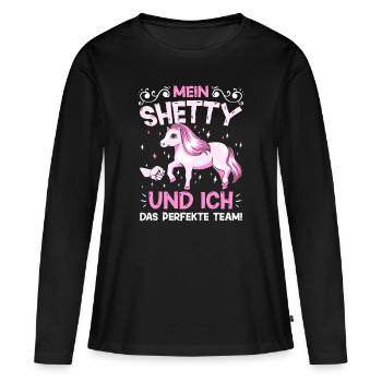 Mein Shetty Und Ich Pony Shetlandpony Geschenk - Frauen Premium Bio Langarmshirt - Schwarz - Vorne - Julia (174cm)