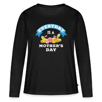 Fête des Mères, Fête des Mères, Fête des Mères, Fête des Mères - T-shirt manches longues Premium bio Femme - noir - Devant - Julia (174cm)