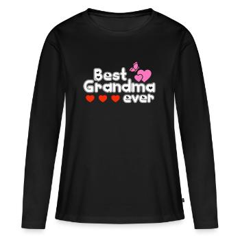 Fête des Mères, Fête des Mères, Fête des Mères, Fête des Mères - T-shirt manches longues Premium bio Femme - noir - Devant - Julia (174cm)