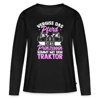 Vergiss Das Pferd Traktor Trecker Bäuerin Geschenk - Frauen Premium Bio Langarmshirt - Schwarz - Vorne - Julia (174cm)