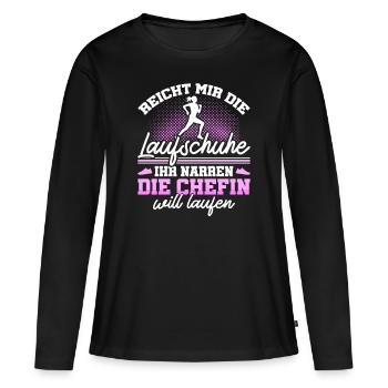 Die Chefin Will Laufen Joggen Läuferin Geschenk - Frauen Premium Bio Langarmshirt - Schwarz - Vorne - Julia (174cm)