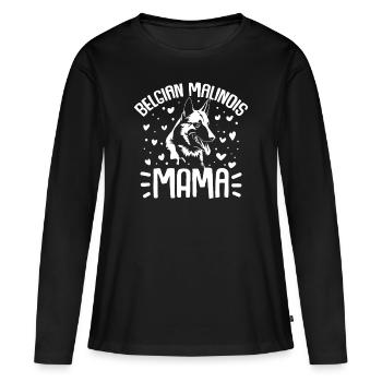 Belgian Malinois Mama Hunde Geschenk Hundemama - Frauen Premium Bio Langarmshirt - Schwarz - Vorne - Julia (174cm)