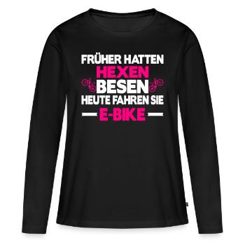e-bike fahrrad elektrofahrrad damen frauen - Frauen Premium Bio Langarmshirt - Schwarz - Vorne - Julia (174cm)