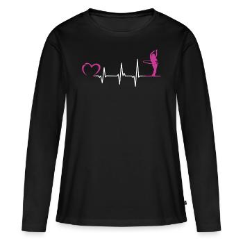 Coeur Hulahoop Hullern Fitness Danse Cadeau - T-shirt manches longues Premium bio Femme - noir - Devant - Julia (174cm)