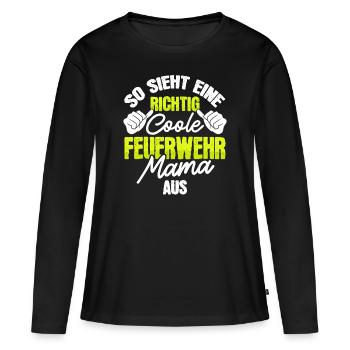 Feuerwehrfrau Freiwillige Feuerwehr Mama Geschenk - Frauen Premium Bio Langarmshirt - Schwarz - Vorne - Julia (174cm)