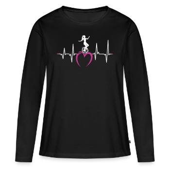 monocycle monocycliste mon coeur coup de cirque filles - T-shirt manches longues Premium bio Femme - noir - Devant - Julia (174cm)