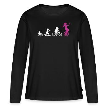 Monocycle évolution monocycle monocycles mon coeur coup de foudre - T-shirt manches longues Premium bio Femme - noir - Devant - Julia (174cm)
