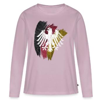 DEUTSCHER ADLER MIT DEUTSCHLAND FLAGGE VINTAGE - Frauen Premium Bio Langarmshirt - Altrosa - Vorne - Julia (174cm)