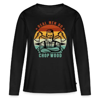 Real men do chop wood - T-shirt manches longues Premium bio Femme - noir - Devant - Julia (174cm)
