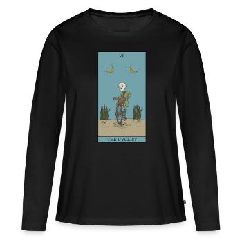 Vélo cycliste Tarot carte symbole de protection - T-shirt manches longues Premium bio Femme - noir - Devant - Julia (174cm)
