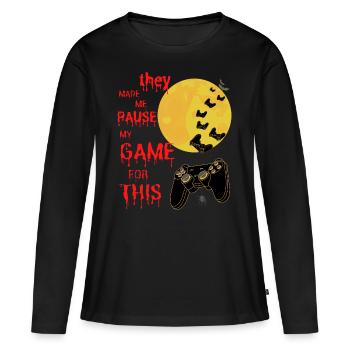 conception de joueurs d’Halloween. Maillot de nerd du jeu - T-shirt manches longues Premium bio Femme - noir - Devant - Julia (174cm)