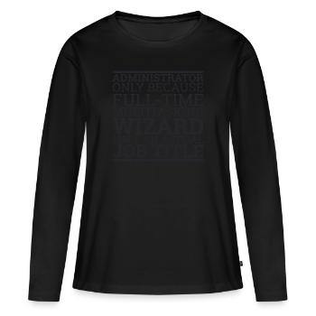 "Administrator Wizard | Admin" - Frauen Premium Bio Langarmshirt - Schwarz - Vorne - Julia (174cm)
