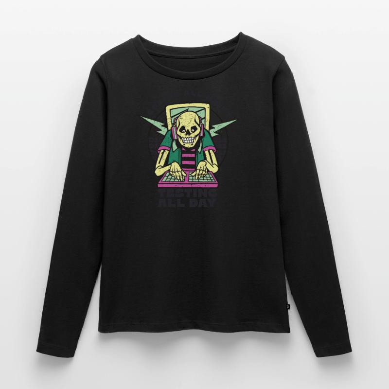 « Coding All Night Programmer | Programmeur » T-shirt manches longues Premium bio Femme