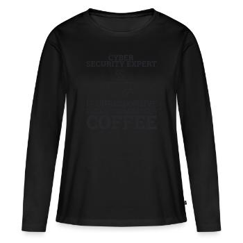 "Café Expert Cyber Sécurité | Hacker" - T-shirt manches longues Premium bio Femme - noir - Devant - Julia (174cm)