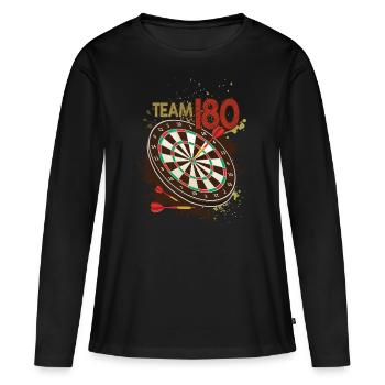 Team 180 Dart Dartscheibe Teamplayer Dartspieler - Frauen Premium Bio Langarmshirt - Schwarz - Vorne - Julia (174cm)
