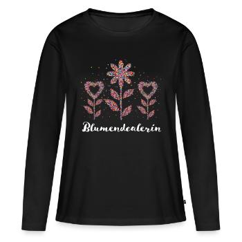 Blumendealerin Floristin Floristik Blumen Geschenk - Frauen Premium Bio Langarmshirt - Schwarz - Vorne - Julia (174cm)