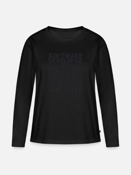 "Software Developer Wizard | Programmierer" - Frauen Premium Bio Langarmshirt - Schwarz