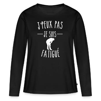 j peux pas je suis fatigué - T-shirt manches longues Premium bio Femme - noir - Devant - Julia (174cm)