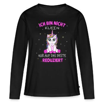 Nicht klein nur auf das beste Reduziert - Einhorn - Frauen Premium Bio Langarmshirt - Schwarz - Vorne - Julia (174cm)