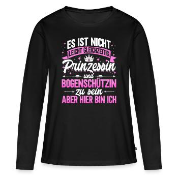 Bogenschützin Bogenschießen Geschenk Bogensport - Frauen Premium Bio Langarmshirt - Schwarz - Vorne - Julia (174cm)