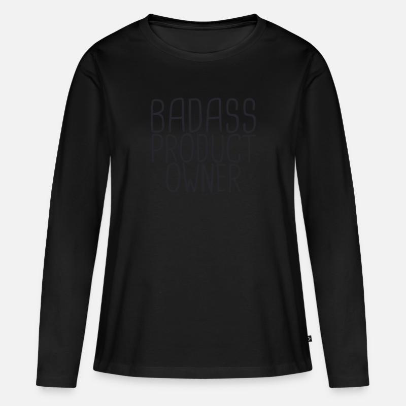"Product Owner Badass | "Scrum Master"" - Frauen Premium Bio Langarmshirt - Schwarz