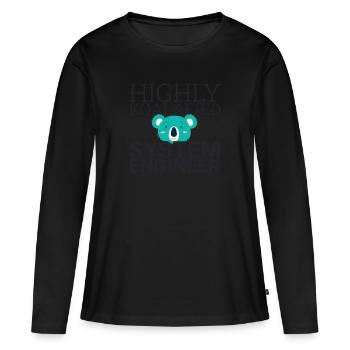 « Ingénieur système Koalafied | Technologie du système » - T-shirt manches longues Premium bio Femme - noir - Devant - Julia (174cm)