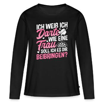 Darts Dartboard Dartpfeile Frauen Dart Geschenk - Frauen Premium Bio Langarmshirt - Schwarz - Vorne - Julia (174cm)