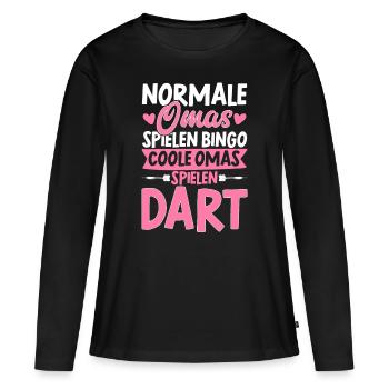Coole Omas Spielen Dart Geschenk Darts Dartscheibe - Frauen Premium Bio Langarmshirt - Schwarz - Vorne - Julia (174cm)