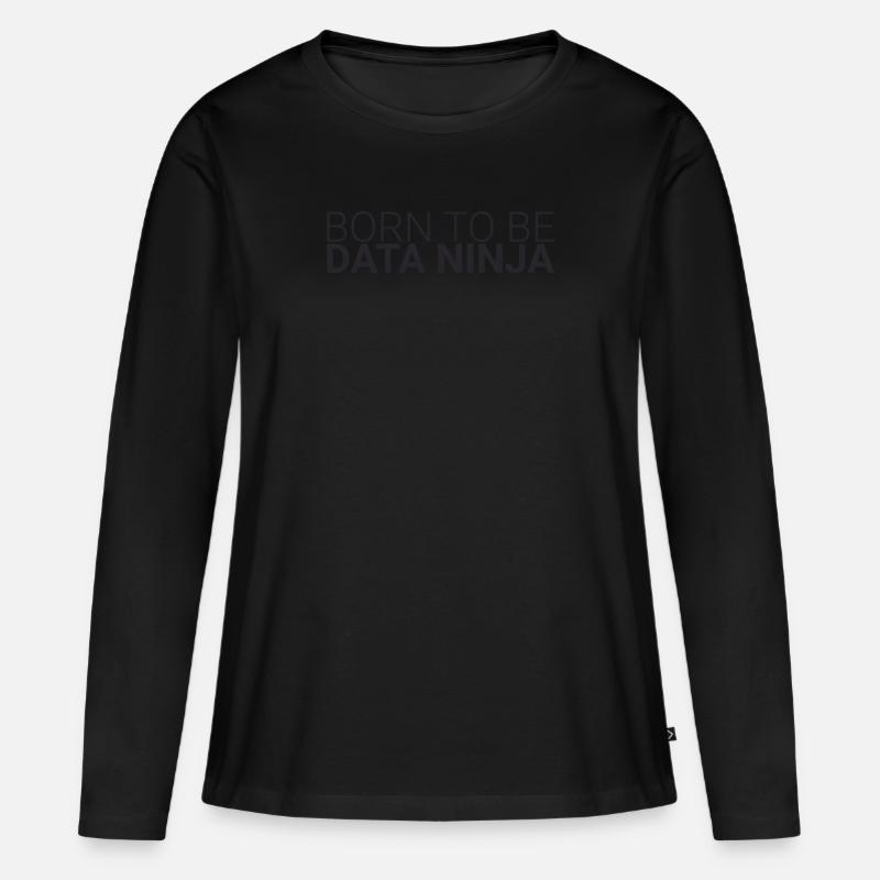 "Data Ninja Born | Data Science" - Frauen Premium Bio Langarmshirt - Schwarz
