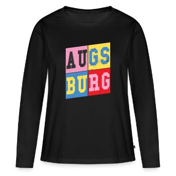 Augsburg Allemagne City Font Retro Home - T-shirt manches longues Premium bio Femme - noir - Devant - Julia (174cm)