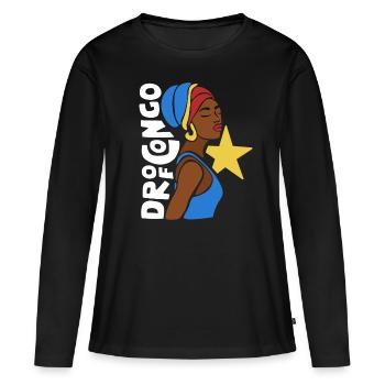 DRC DR of Congo Kongo Kinshasa Black Heritage - Women's Premium Organic Long Sleeve Shirt - black - Front - Julia (174cm)