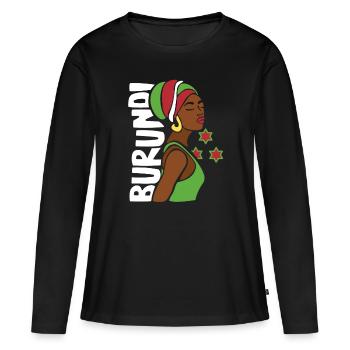 Burundi Drapeau Couleurs Afrique Patrimoine Noir - T-shirt manches longues Premium bio Femme - noir - Devant - Julia (174cm)