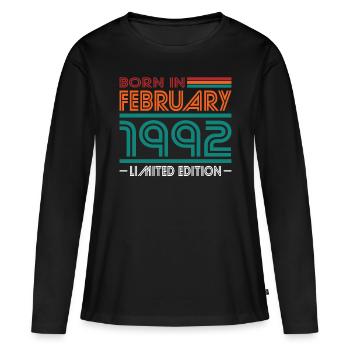 30th birthday born 1992 Born in February 1992 - Women's Premium Organic Long Sleeve Shirt - black - Front - Julia (174cm)