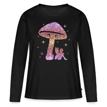 Glitter Fée Elfe Conte de Fées Dames Fille Cadeau - T-shirt manches longues Premium bio Femme - noir - Devant - Julia (174cm)