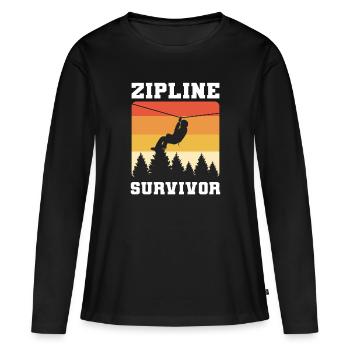 Tyrolienne Survivor Zip Lining Ziplining - T-shirt manches longues Premium bio Femme - noir - Devant - Julia (174cm)