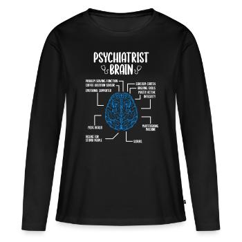 Psychiatrist Accessories Psychiatrist Badge Reel - Women's Premium Organic Long Sleeve Shirt - black - Front - Julia (174cm)