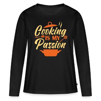 Cuisine Cuisine Cuisine Chef Cuisine Cuisine - T-shirt manches longues Premium bio Femme - noir - Devant - Julia (174cm)