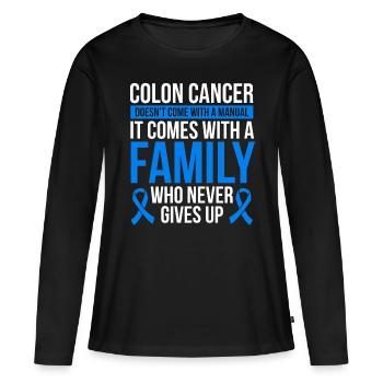 Ruban de sensibilisation au cancer du côlon Guerrier du cancer du côlon - T-shirt manches longues Premium bio Femme - noir - Devant - Julia (174cm)