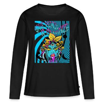 Trippy Femme GOA - T-shirt manches longues Premium bio Femme - noir - Devant - Julia (174cm)