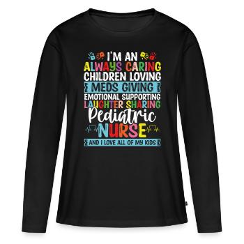 Pediatric Nurse Accessories PEDS Pediatric Nurse - Women's Premium Organic Long Sleeve Shirt - black - Front - Julia (174cm)