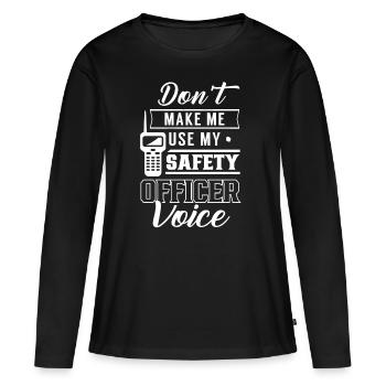 Agent de sécurité Sécurité vocale Sécurité - T-shirt manches longues Premium bio Femme - noir - Devant - Julia (174cm)