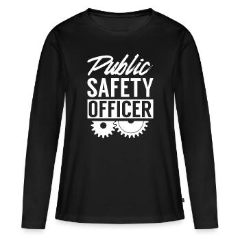 Agent de sécurité publique - T-shirt manches longues Premium bio Femme - noir - Devant - Julia (174cm)