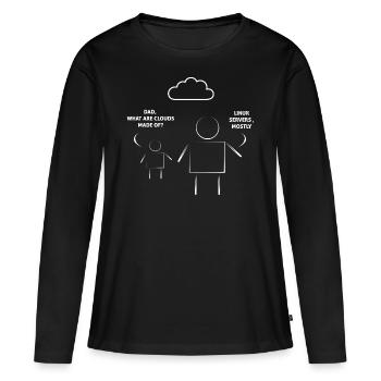 Papa Was sind Clouds, die hauptsächlich aus Linux-Servern bestehen - Frauen Premium Bio Langarmshirt - Schwarz - Vorne - Julia (174cm)