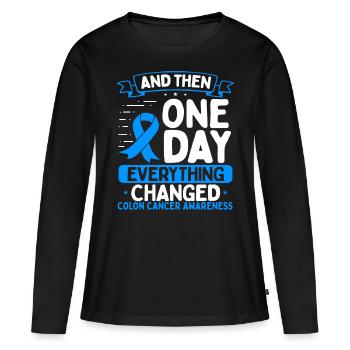 Colon Cancer Awareness Warrior Survivor Ribbon - Frauen Premium Bio Langarmshirt - Schwarz - Vorne - Julia (174cm)