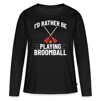 Broomball Stock Jeu de joueur de balle Jeu de joueur - T-shirt manches longues Premium bio Femme - noir - Devant - Julia (174cm)