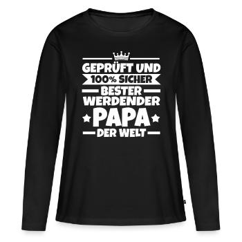 Werdender Papa - Frauen Premium Bio Langarmshirt - Schwarz - Vorne - Julia (174cm)