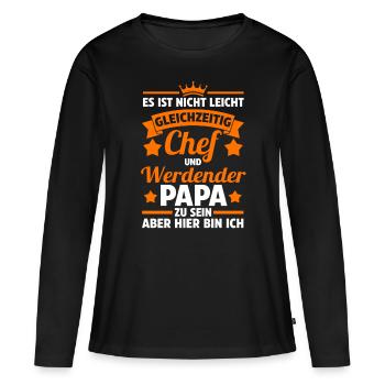 Babyparty Werdender Papa - Frauen Premium Bio Langarmshirt - Schwarz - Vorne - Julia (174cm)
