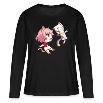 Anime Otaku Weeb Kawaii - T-shirt manches longues Premium bio Femme - noir - Devant - Julia (174cm)