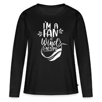 Je suis un fan d’éoliennes éoliennes - T-shirt manches longues Premium bio Femme - noir - Devant - Julia (174cm)